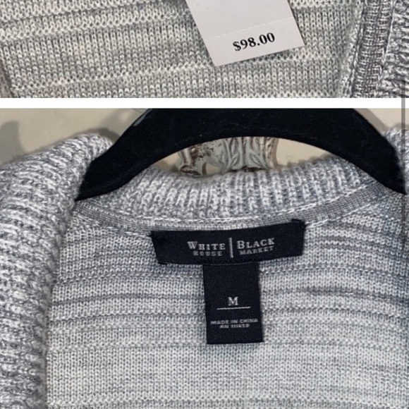 WHBM cardigan metallic gray fabric knit sweater medium NeW - Picture 4 of 6